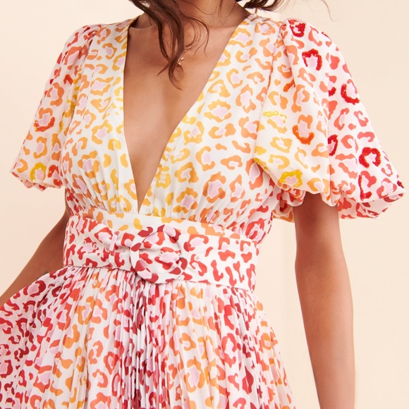 🤩Rococo Sand Avana Leopard Print Puff-Sleeve Maxi Dress🤩 - Picture 3 of 11